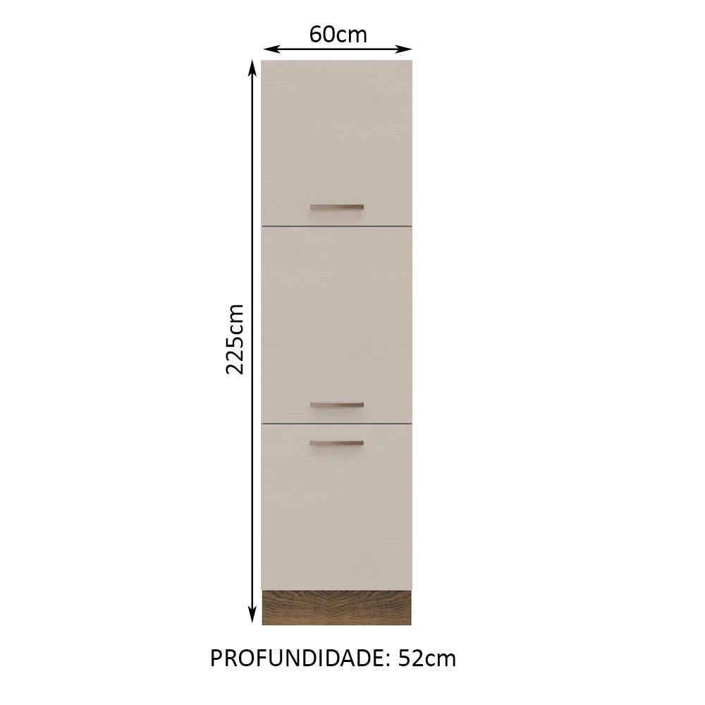 Paneleiro Armário de Cozinha 60 cm 3 Portas Rustic/Crema Agata Madesa