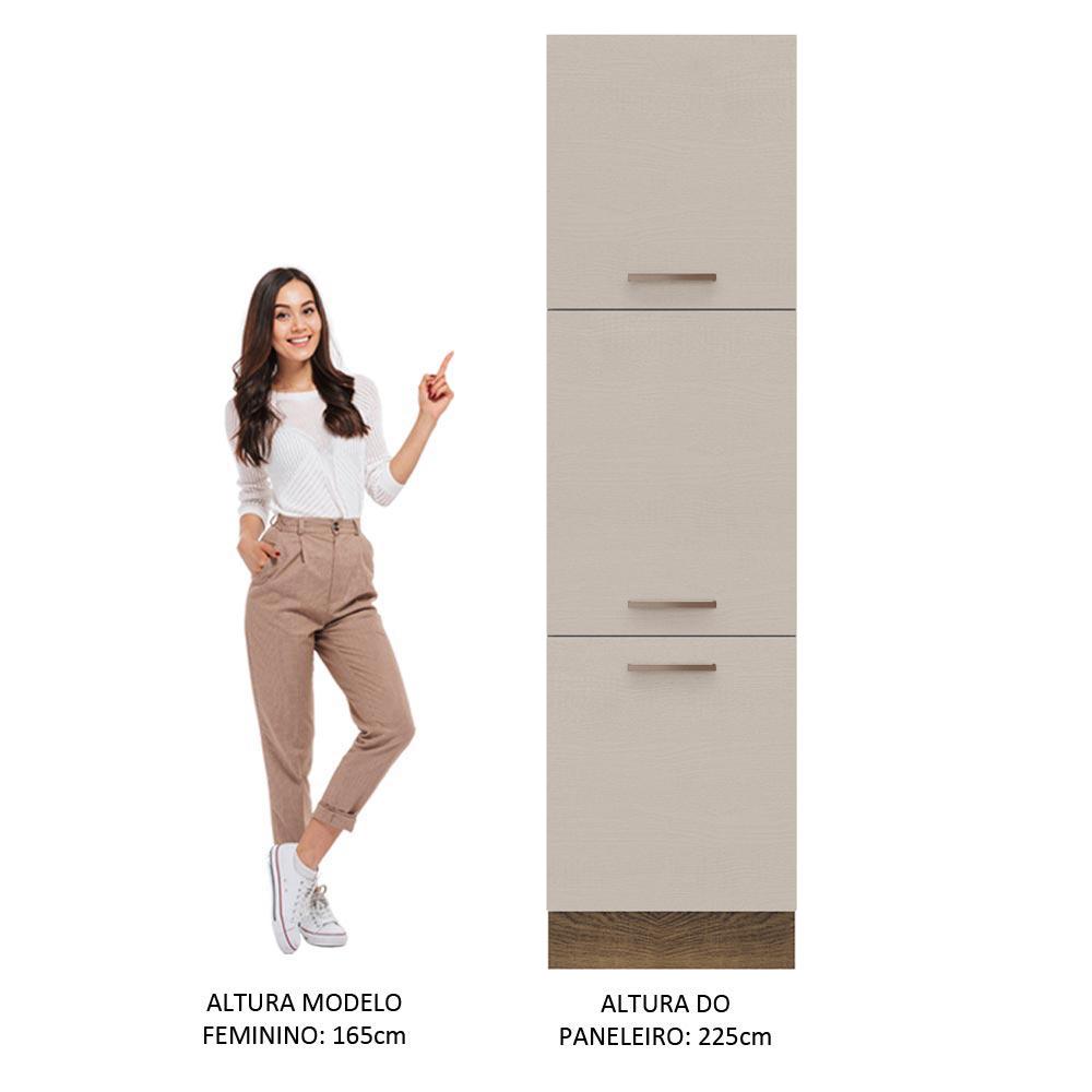 Paneleiro Armário de Cozinha 60 cm 3 Portas Rustic/Crema Agata Madesa