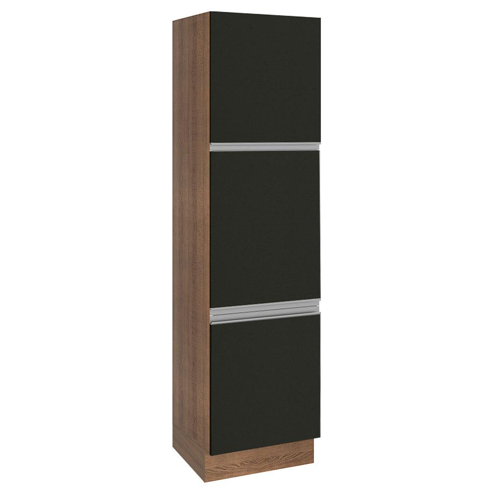 Paneleiro Armário de Cozinha 60 cm 3 Portas Rustic/Preto Glamy Madesa