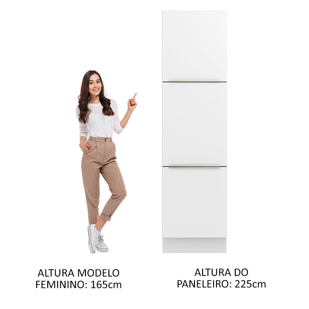 Paneleiro Madesa Lux 60 cm 3 Portas - Branco/Branco Veludo