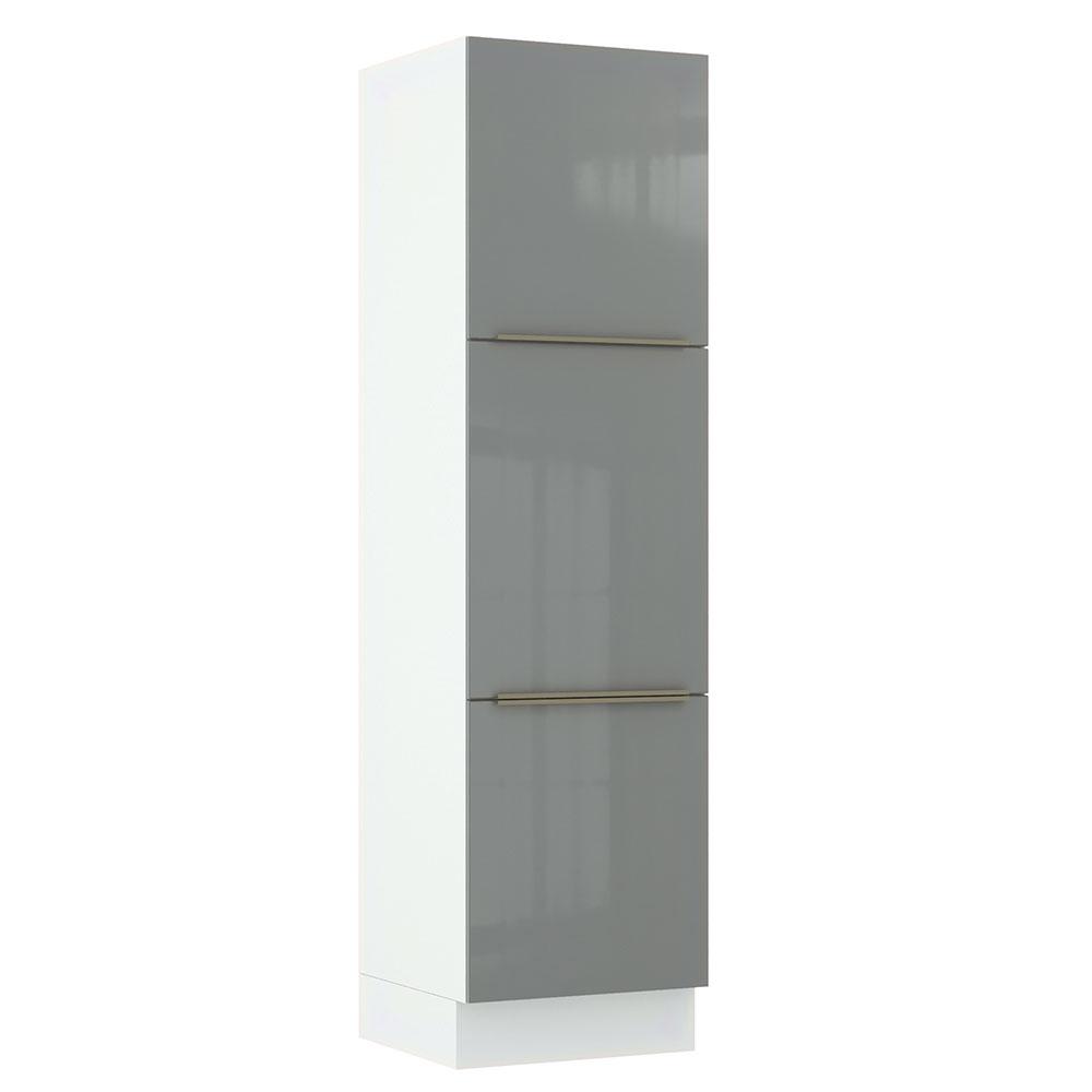 Paneleiro Madesa Lux 60 cm 3 Portas - Branco/Cinza