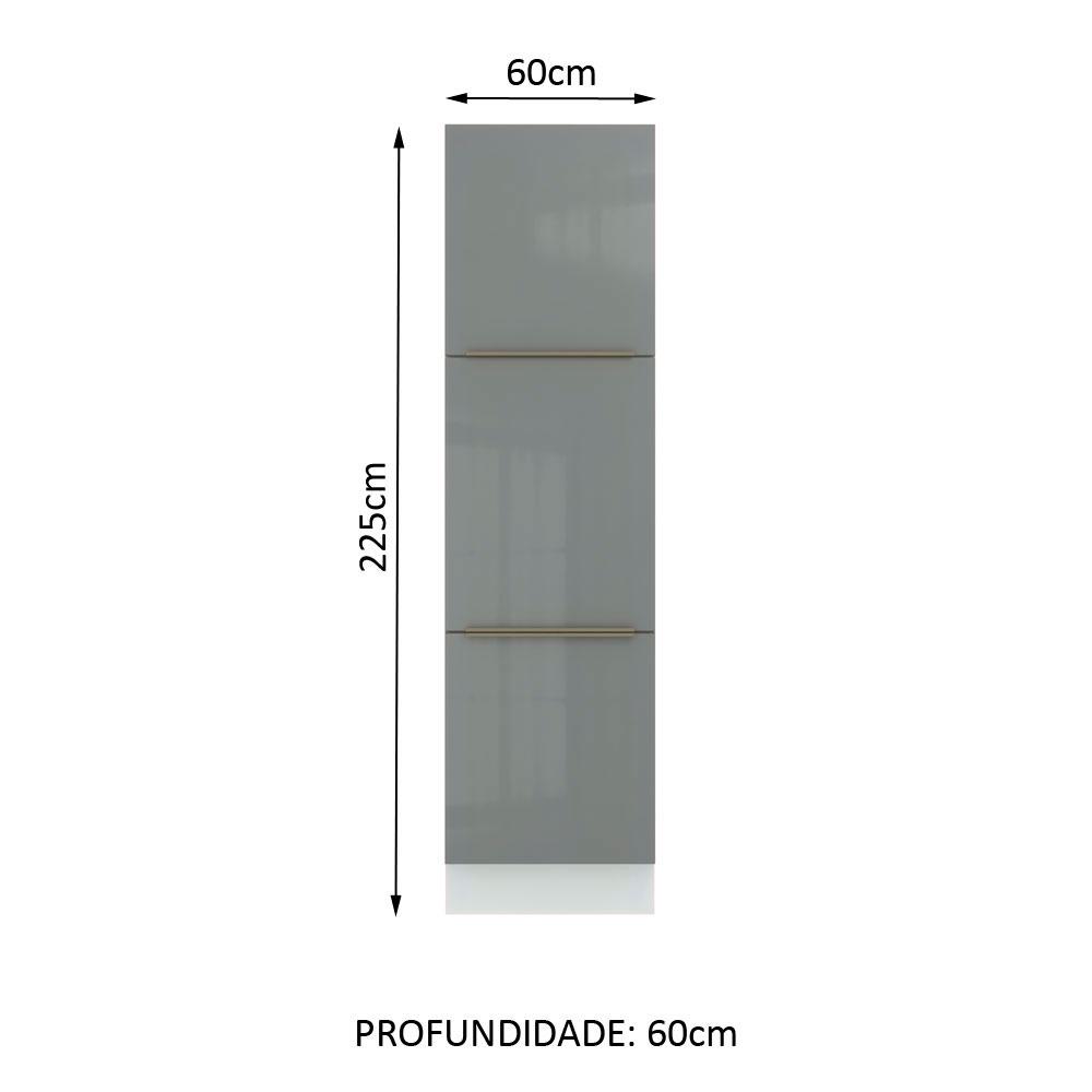 Paneleiro Madesa Lux 60 cm 3 Portas - Branco/Cinza