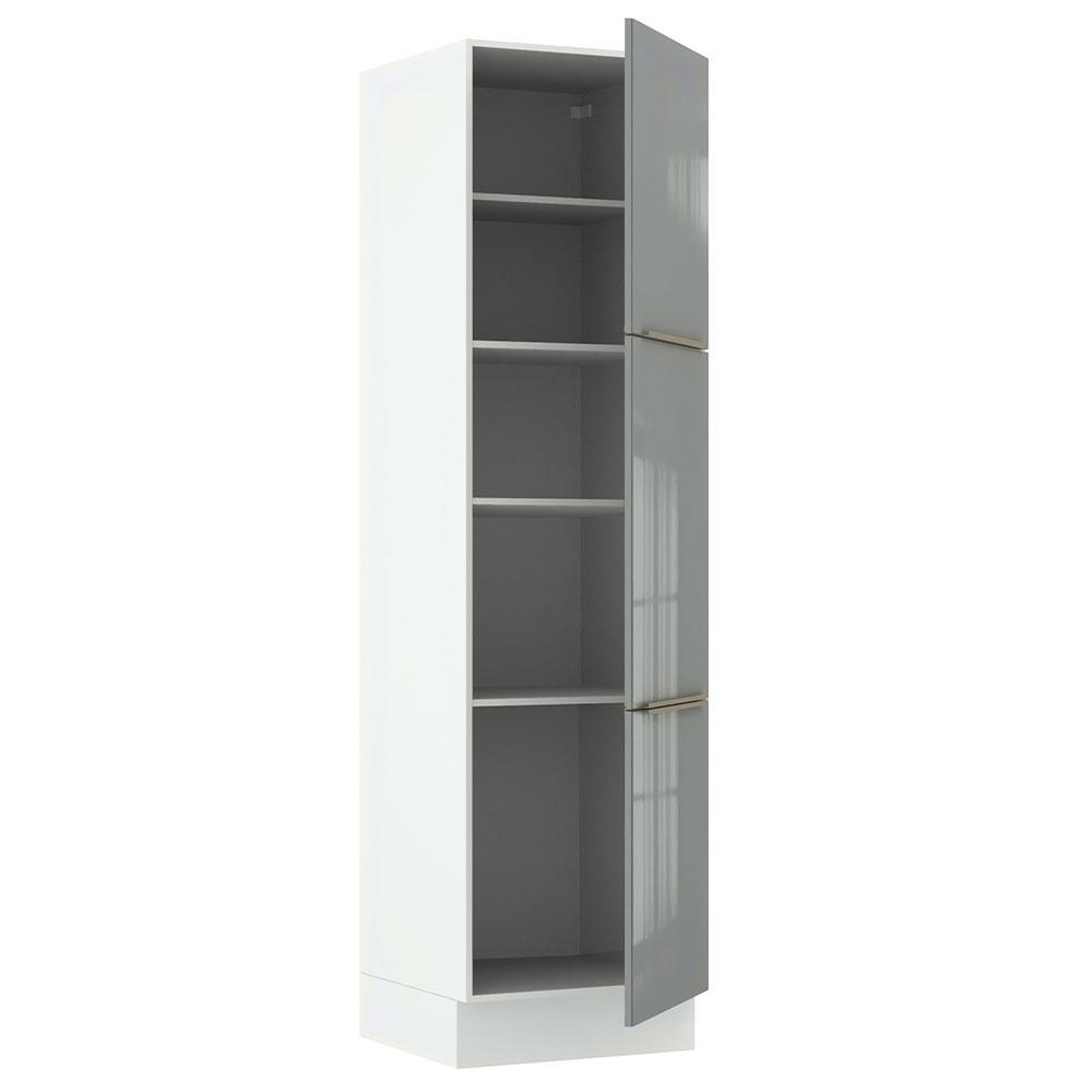 Paneleiro Madesa Lux 60 cm 3 Portas - Branco/Cinza