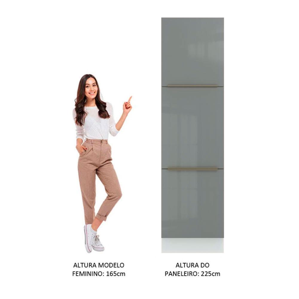 Paneleiro Madesa Lux 60 cm 3 Portas - Branco/Cinza