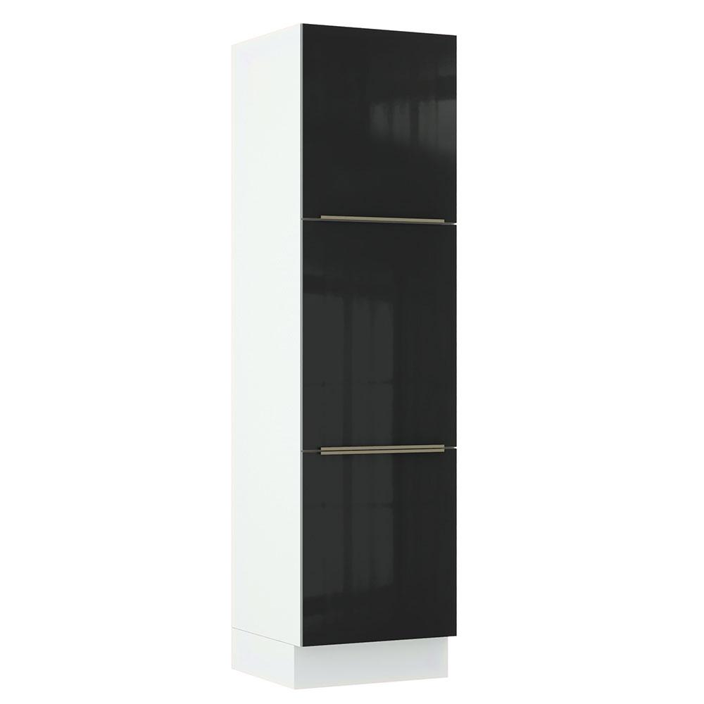 Paneleiro Madesa Lux 60 cm 3 Portas - Branco/Preto