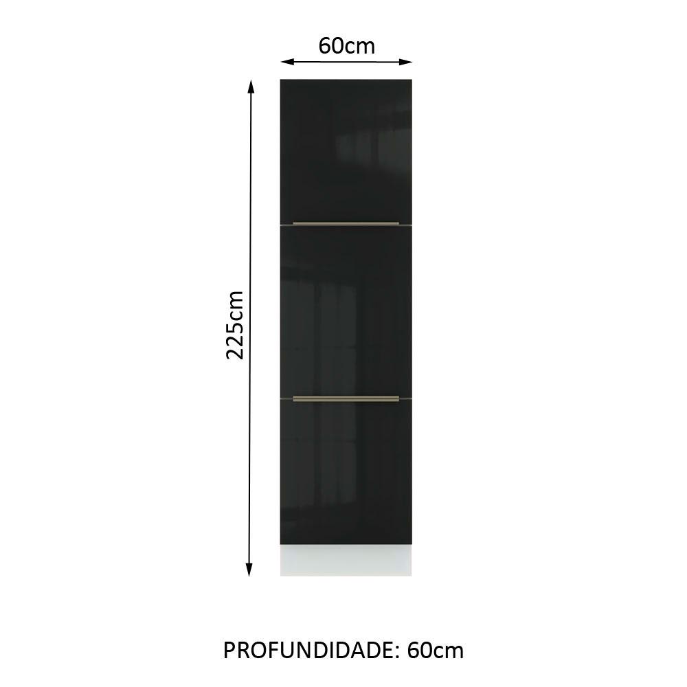 Paneleiro Madesa Lux 60 cm 3 Portas - Branco/Preto