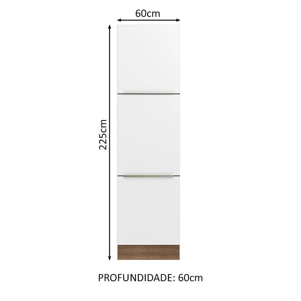 Paneleiro Madesa Lux 60 cm 3 Portas - Rustic/Branco Veludo