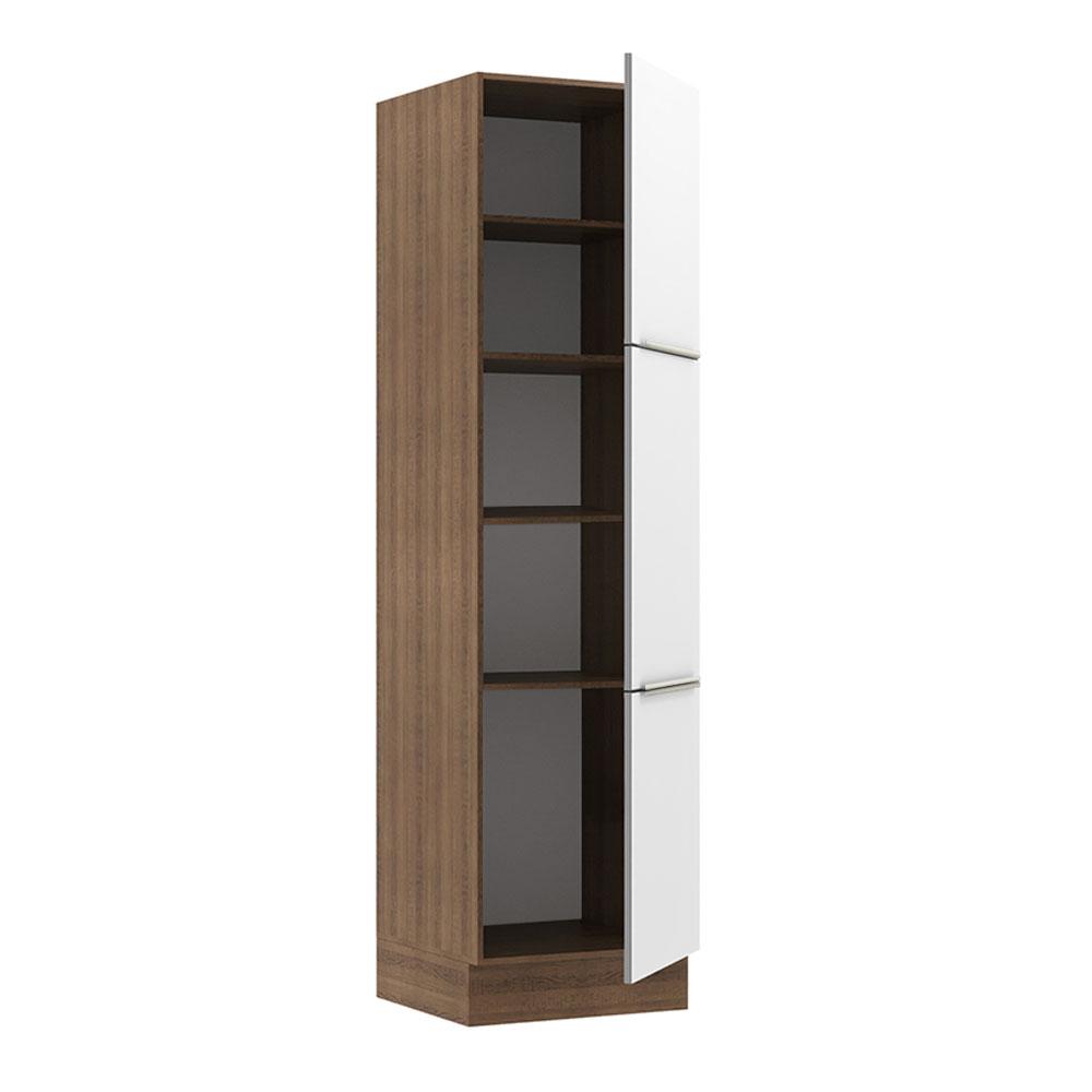 Paneleiro Madesa Lux 60 cm 3 Portas - Rustic/Branco Veludo
