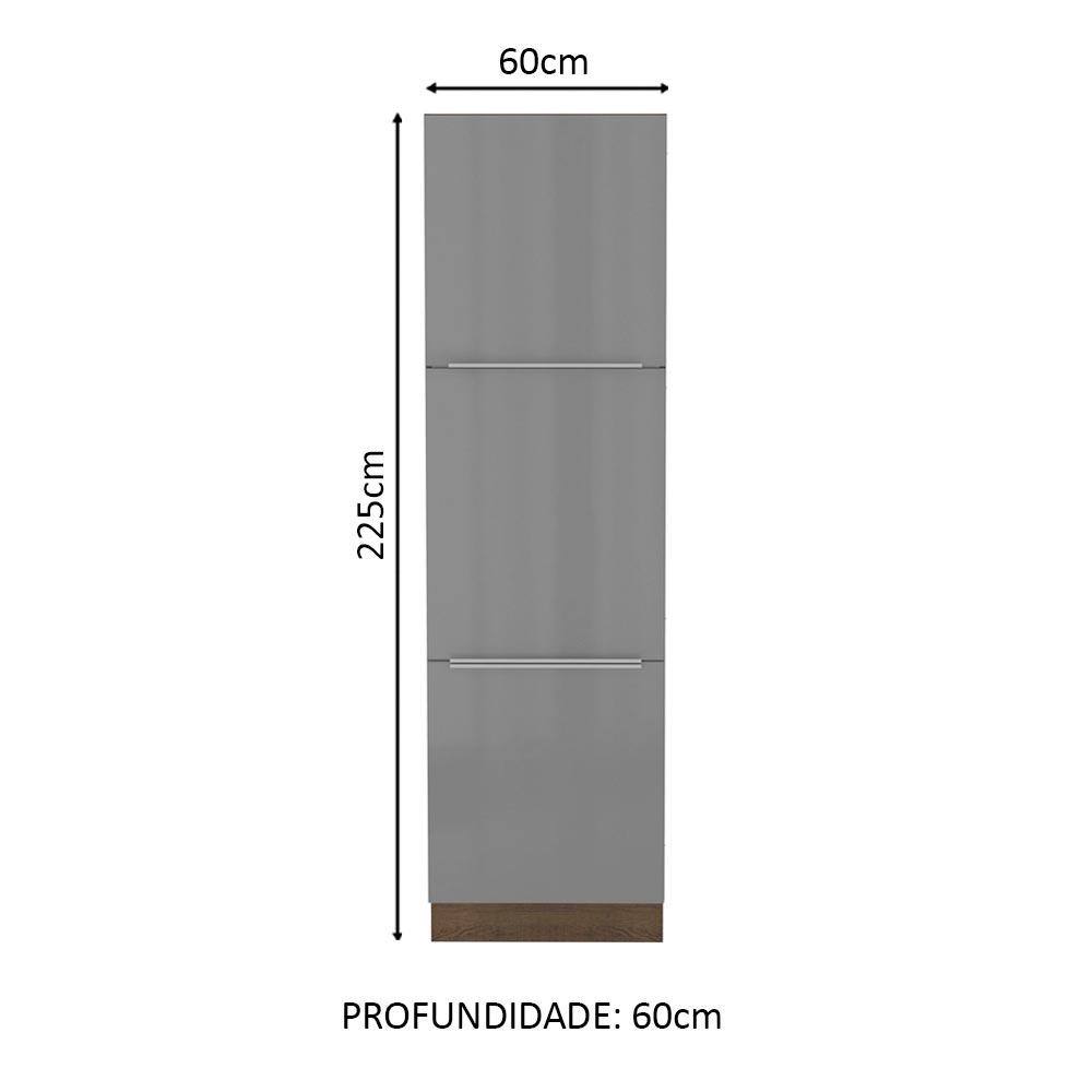 Paneleiro Madesa Lux 60 cm 3 Portas - Rustic/Cinza