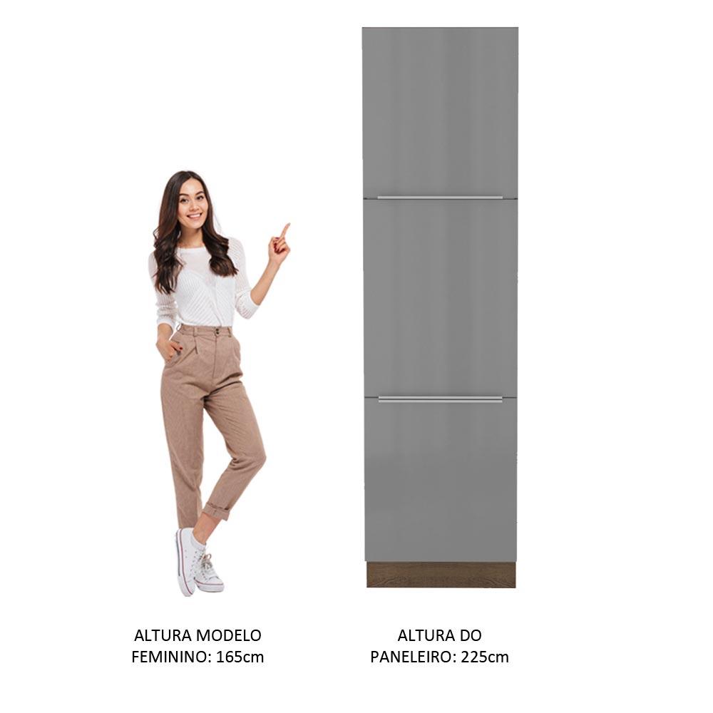 Paneleiro Madesa Lux 60 cm 3 Portas - Rustic/Cinza