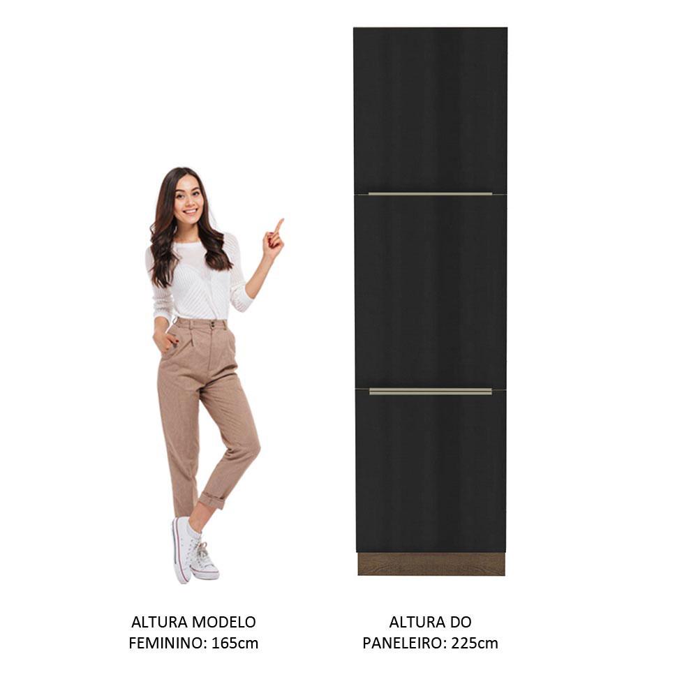 Paneleiro Madesa Lux 60 cm 3 Portas - Rustic/Preto