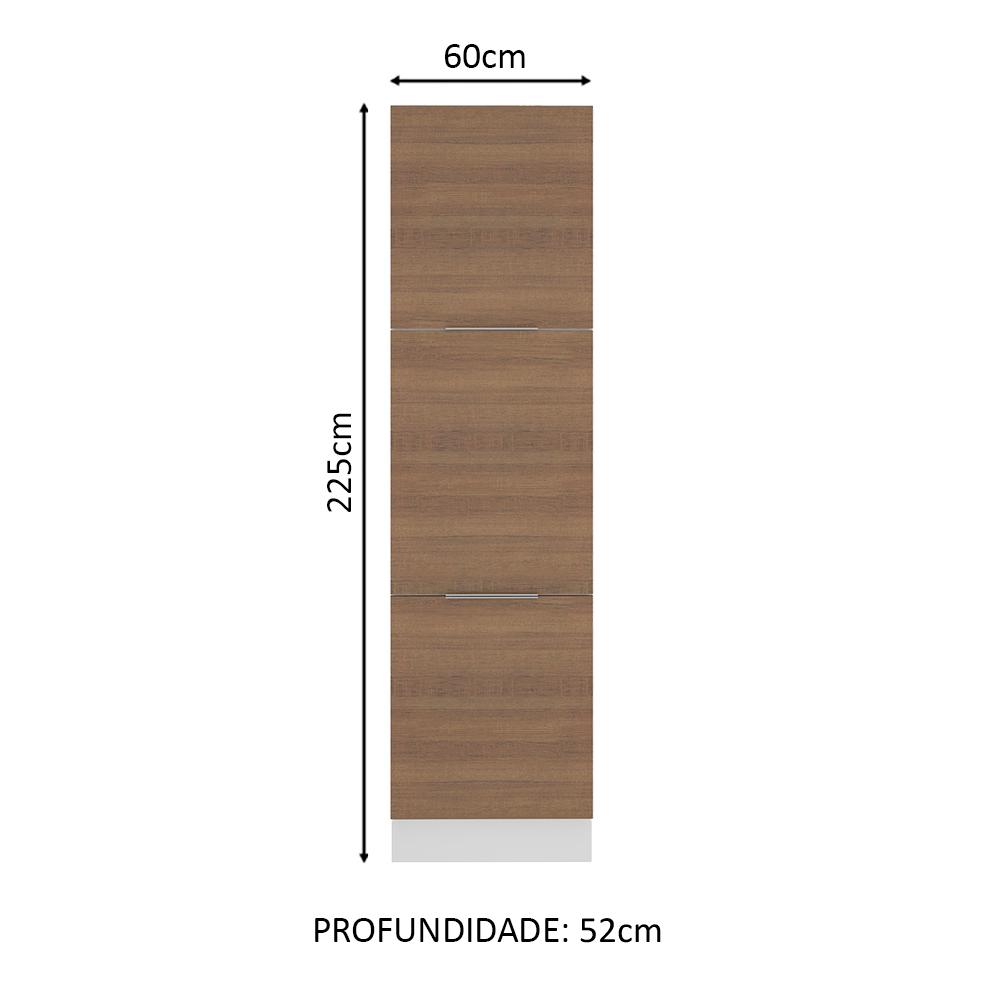 Paneleiro Madesa Stella 60 cm 3 Portas - Branco/Rustic