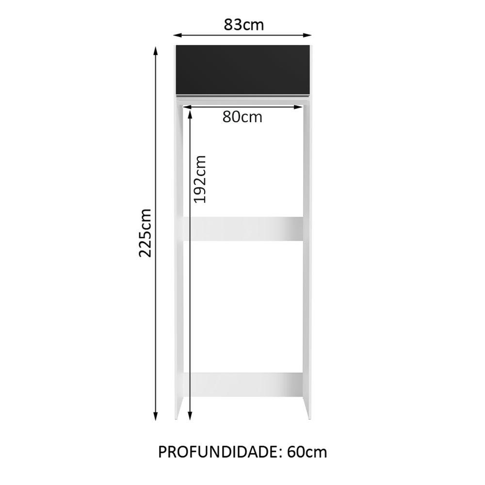 Porta Geladeira 1 Porta Basculante Branco/Preto Glamy Madesa