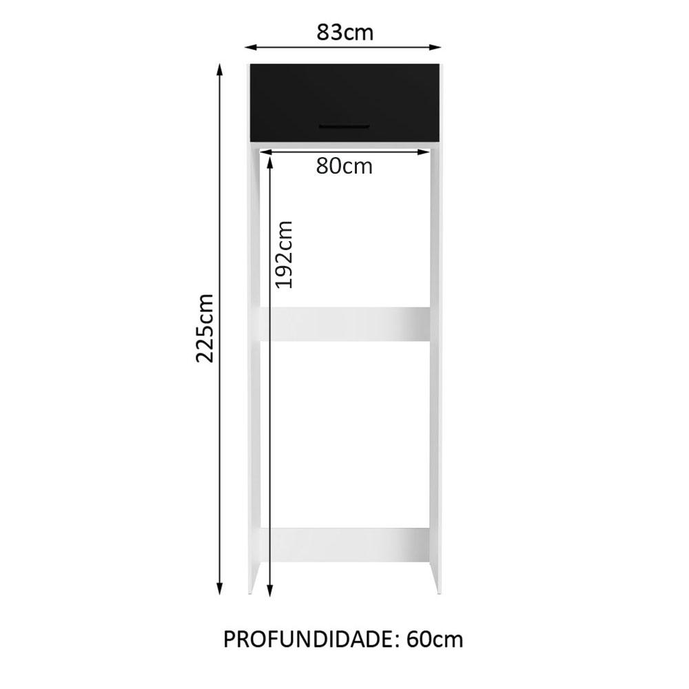 Porta Geladeira Armário de Cozinha 1 Porta Basculante Branco/Preto Agata Madesa