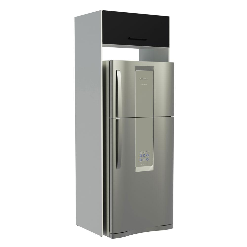 Porta Geladeira Armário de Cozinha 1 Porta Basculante Branco/Preto Agata Madesa