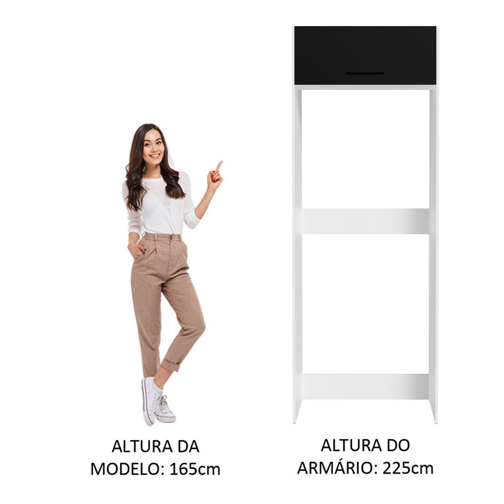 Porta Geladeira Armário de Cozinha 1 Porta Basculante Branco/Preto Agata Madesa