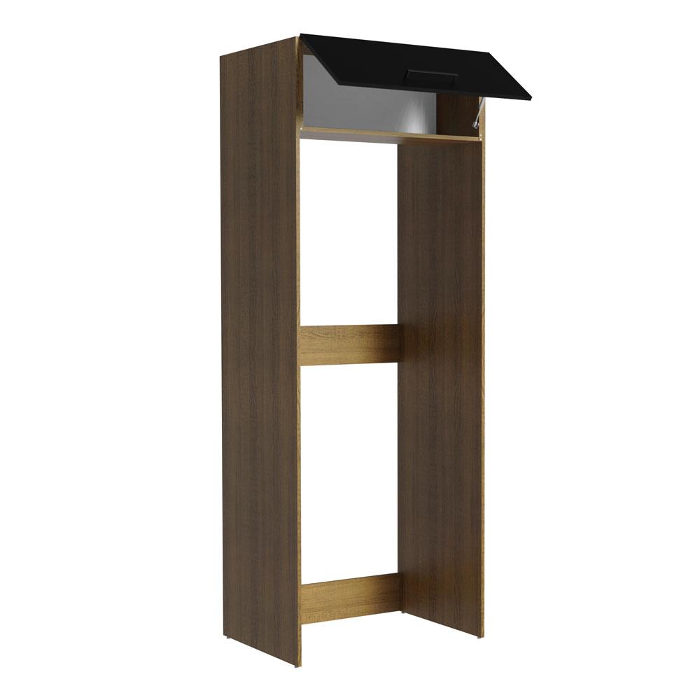 Porta Geladeira Armário de Cozinha 1 Porta Basculante Rustic/Preto Agata Madesa