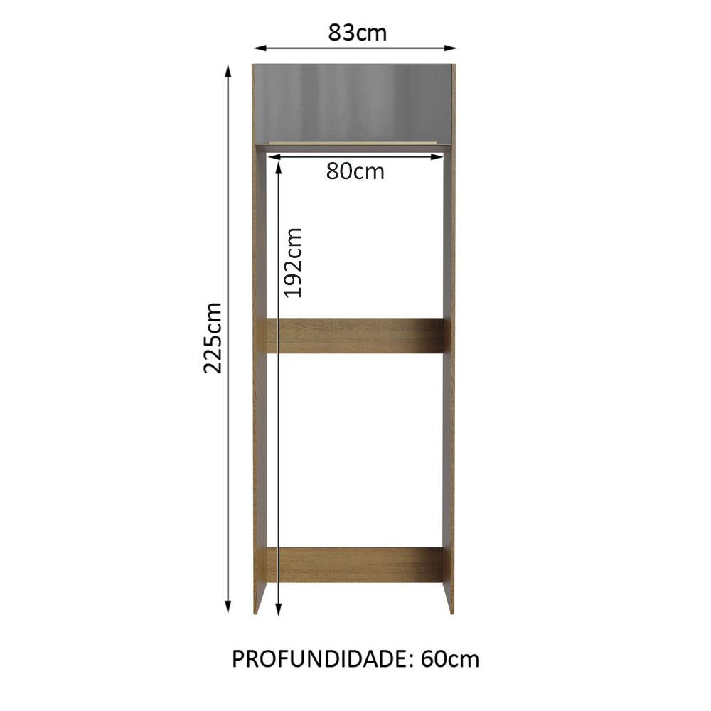 Porta Geladeira Madesa Lux 1 Porta Basculante - Rustic/Cinza