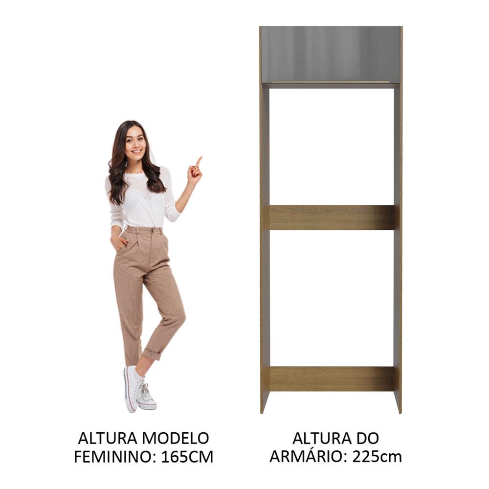 Porta Geladeira Madesa Lux 1 Porta Basculante - Rustic/Cinza