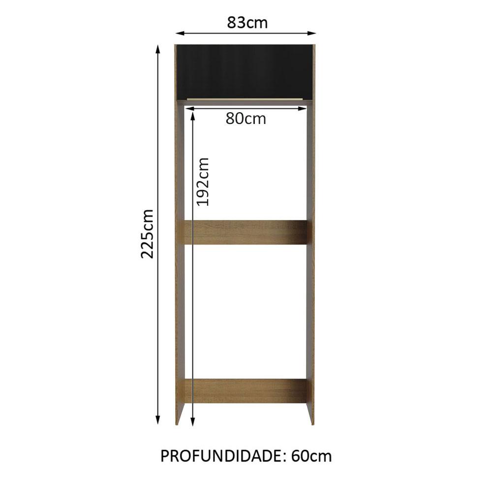 Porta Geladeira Madesa Lux 1 Porta Basculante - Rustic/Preto