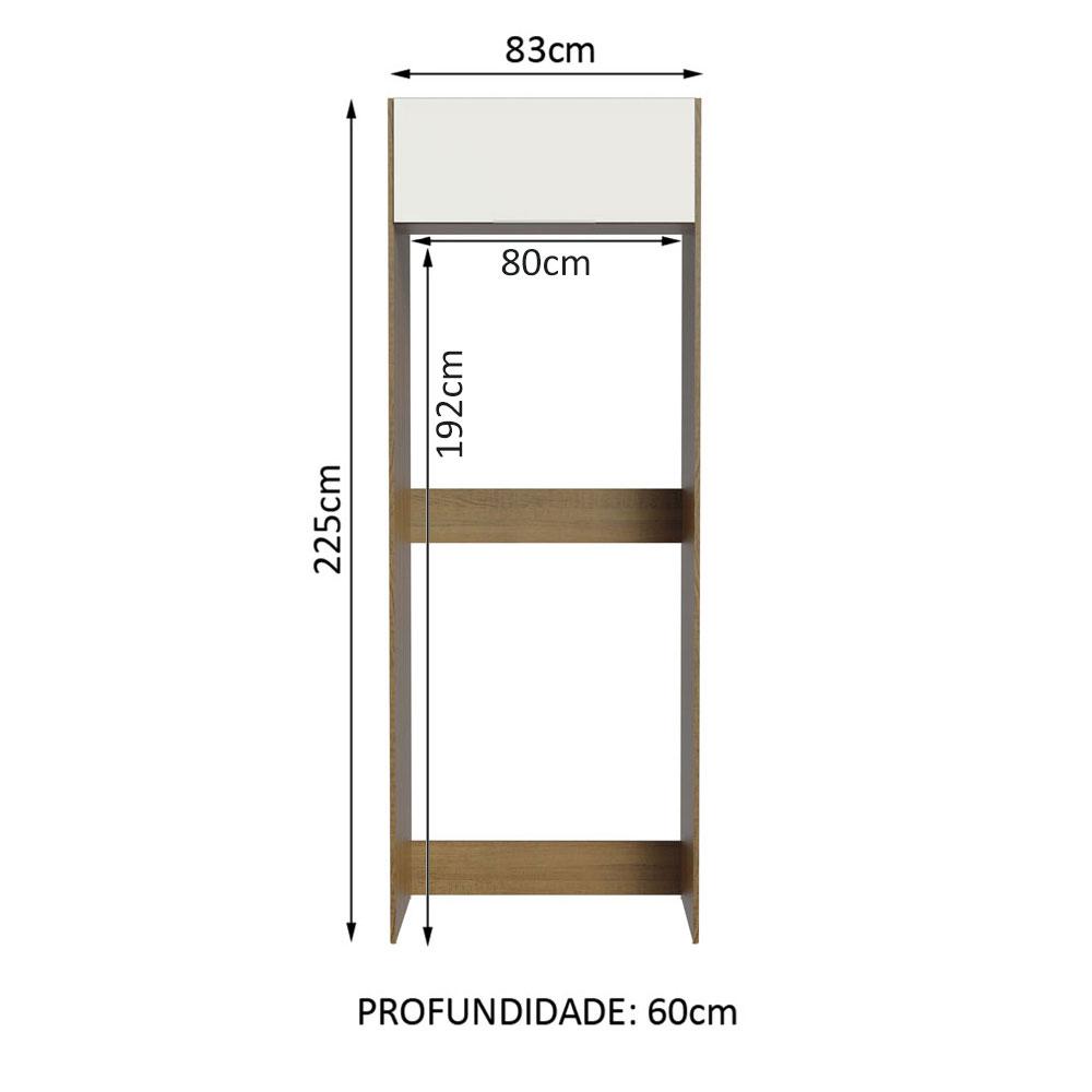 Porta Geladeira Madesa Stella 1 Porta Basculante - Rustic/Branco
