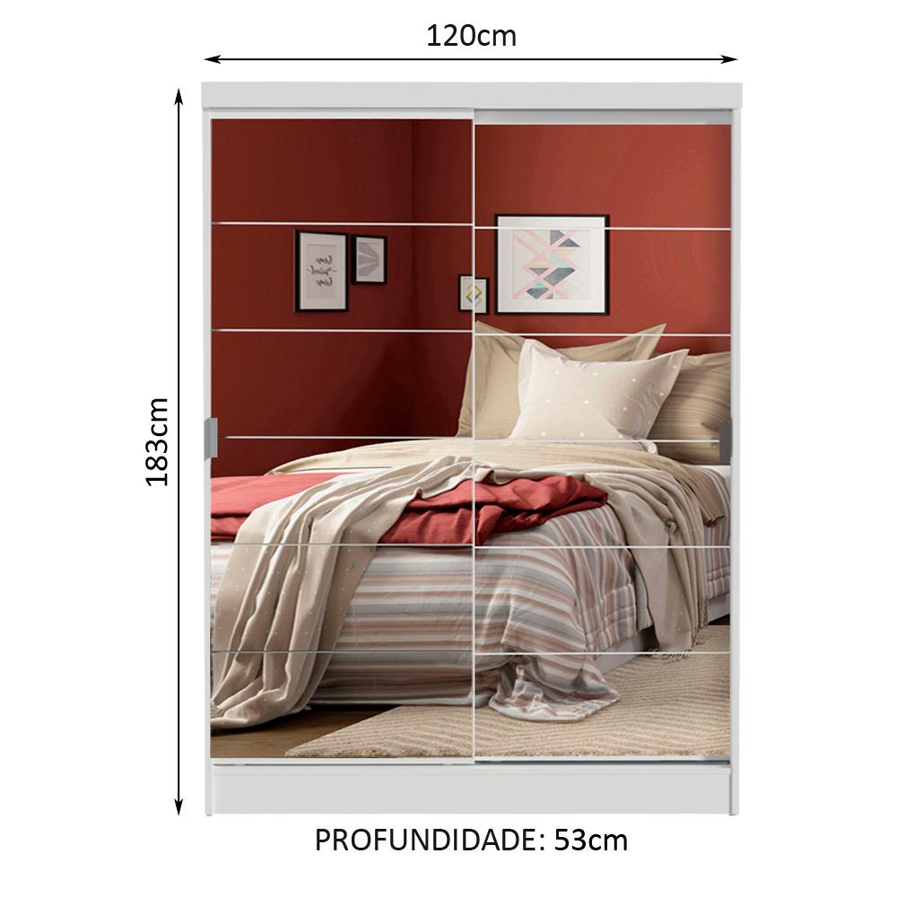 Quarto Completo com Guarda Roupa Luke e Cabeceira com 2 Mesas Laterais Madesa - Branco