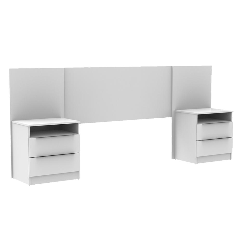 Quarto Completo com Guarda Roupa Luke e Cabeceira com 2 Mesas Laterais Madesa - Branco
