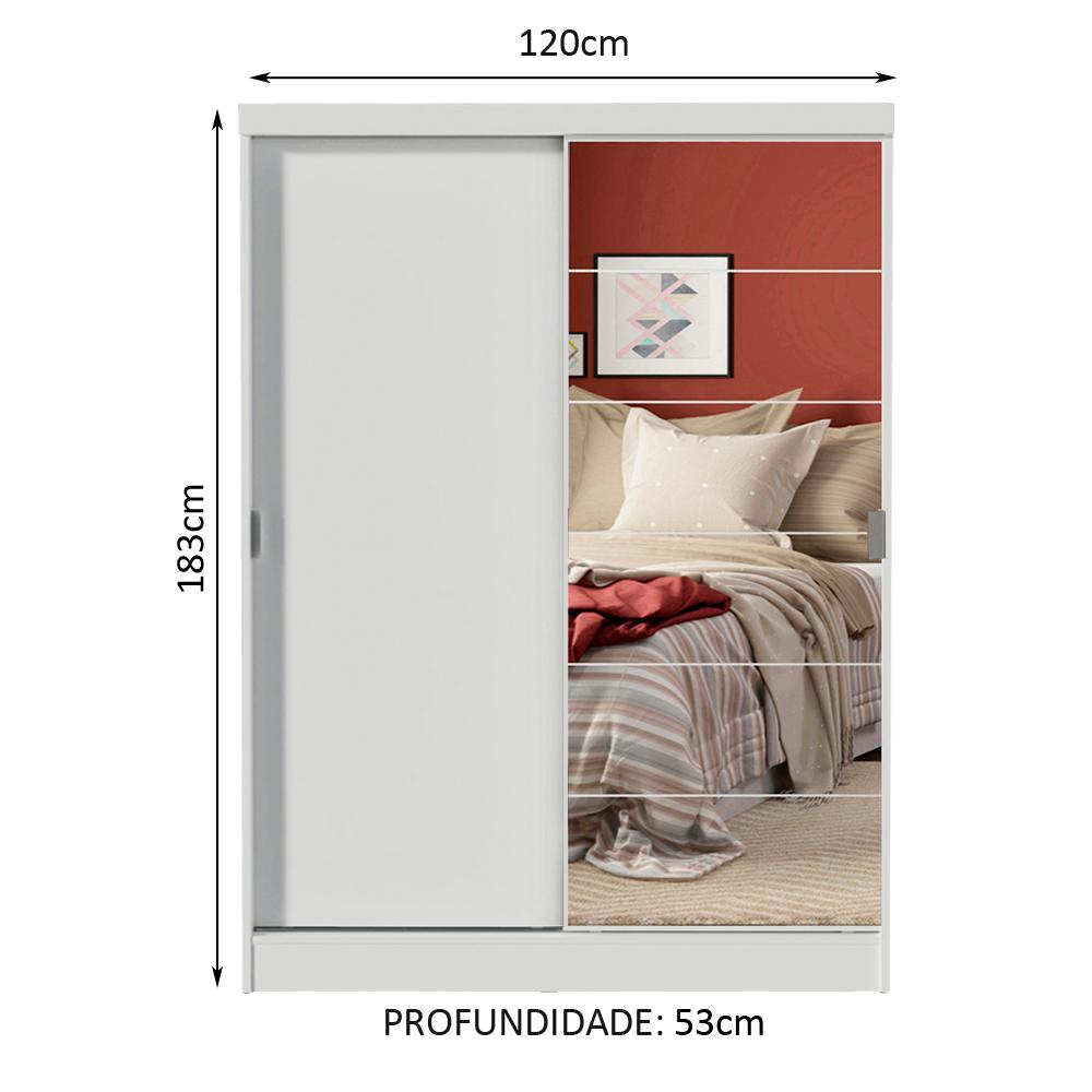 Quarto Completo com Guarda Roupa Luke e Cabeceira com 2 Mesas Laterais Madesa - Branco