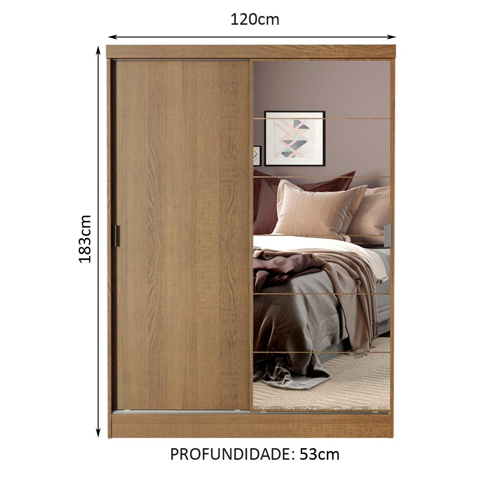 Quarto Completo com Guarda Roupa Luke e Cabeceira com 2 Mesas Laterais Madesa - Rustic