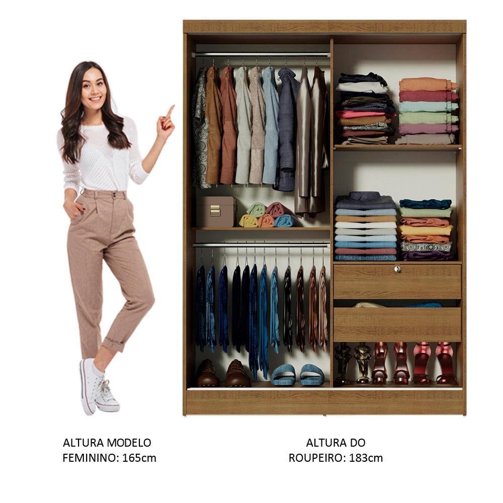Quarto Completo com Guarda Roupa Luke e Cabeceira com 2 Mesas Laterais Madesa - Rustic