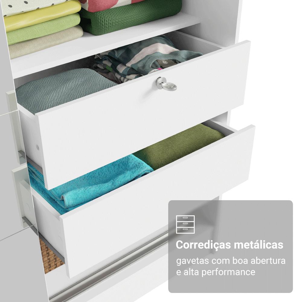 Quarto Infantil Completo Guarda Roupa 2 Portas 2 Gavetas com Espelho e Cômoda Madesa​