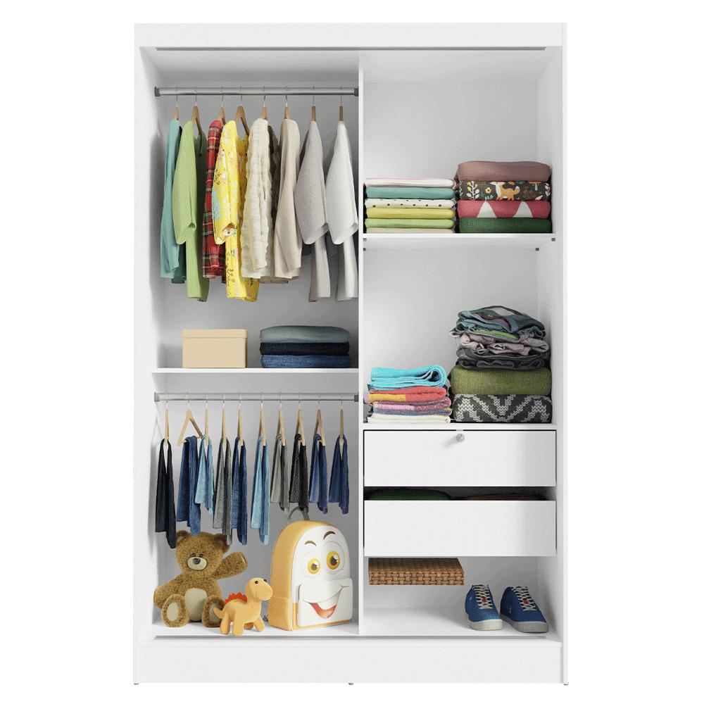 Quarto Infantil Completo Guarda Roupa 2 Portas 2 Gavetas com Espelho e Cômoda Madesa​