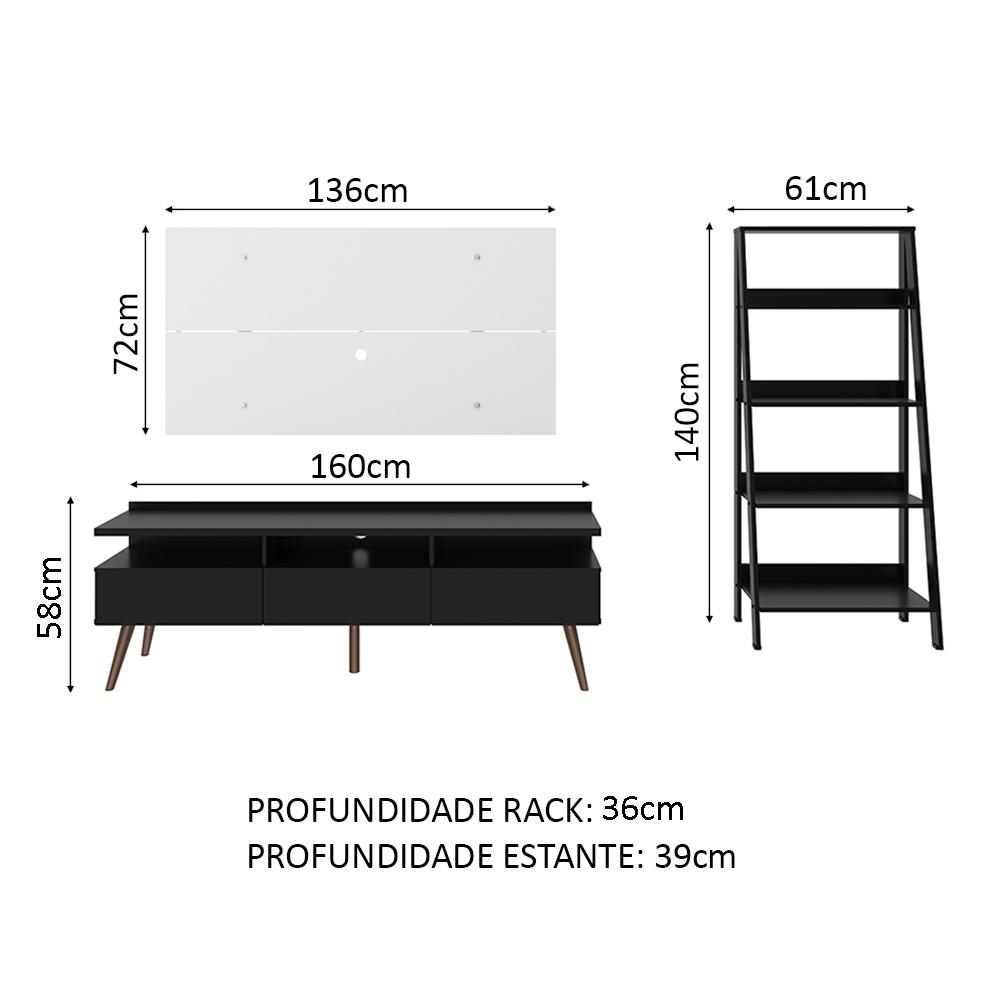Rack Londres, Estante Escada e Painel para TV até 55 Polegadas Madesa