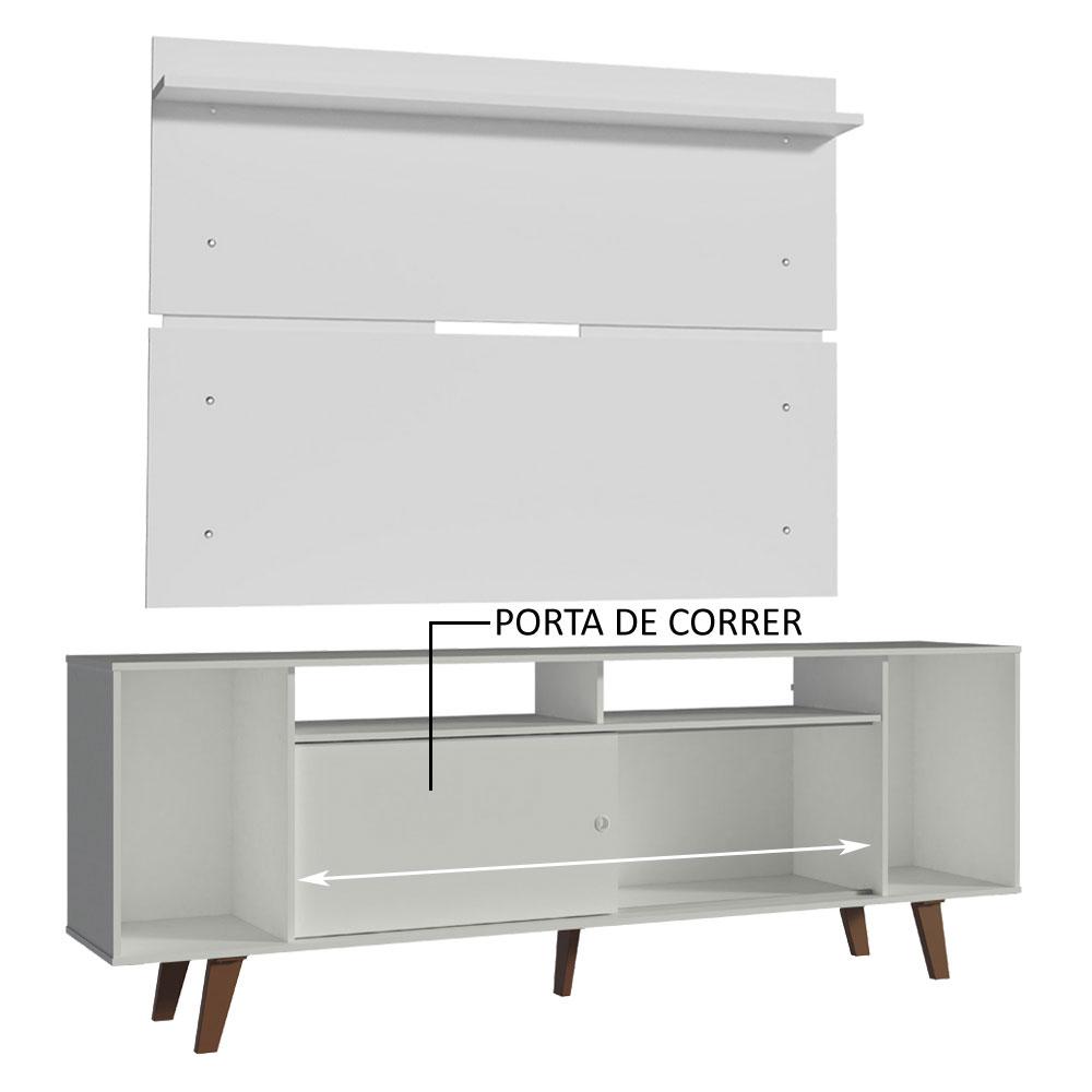 Rack Madesa Cancun com Pés e Painel para TV até 65 Polegadas - Branco/Branco 099B