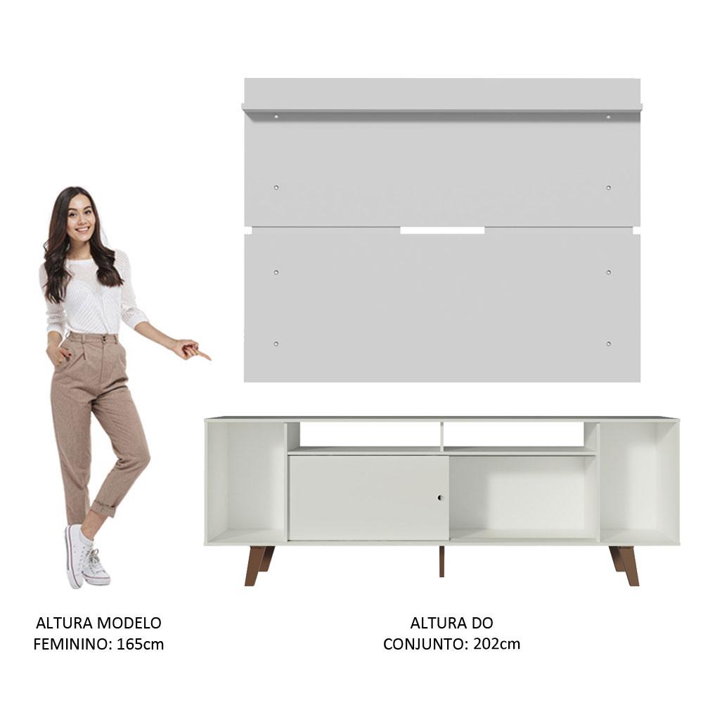 Rack Madesa Cancun com Pés e Painel para TV até 65 Polegadas - Branco/Branco 099B