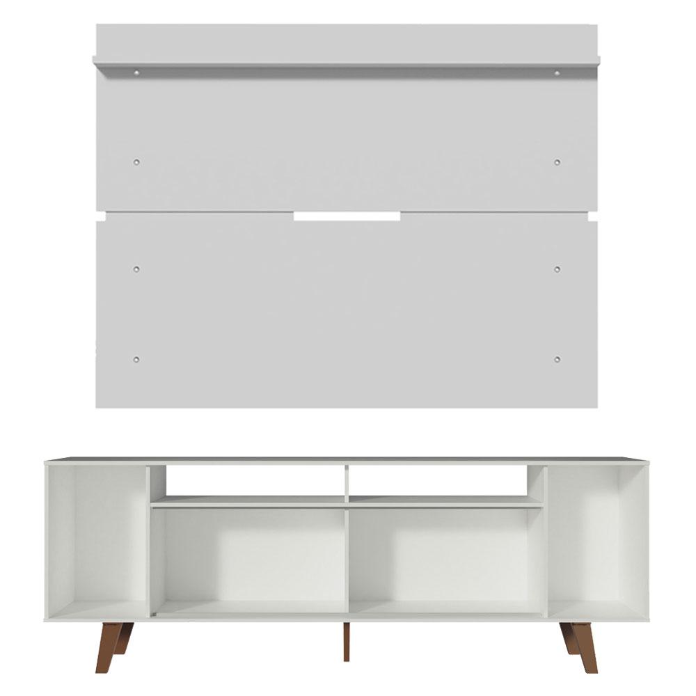Rack Madesa Cancun com Pés e Painel para TV até 65 Polegadas - Branco/Branco 099B