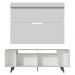 Rack Madesa Cancun com Pés e Painel para TV até 65 Polegadas - Branco/Rustic 9B9B
