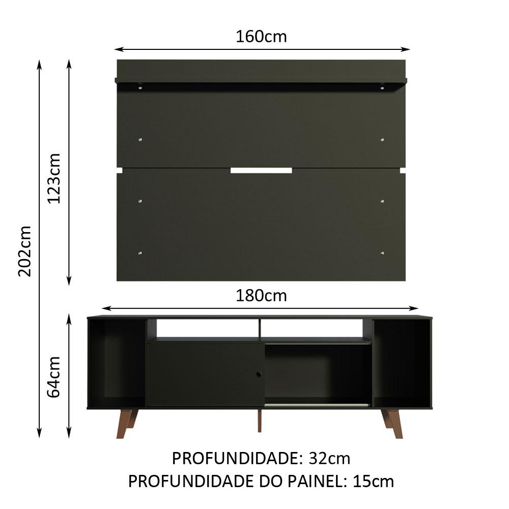 Rack Madesa Cancun com Pés e Painel para TV até 65 Polegadas - Preto/Preto 8ND8