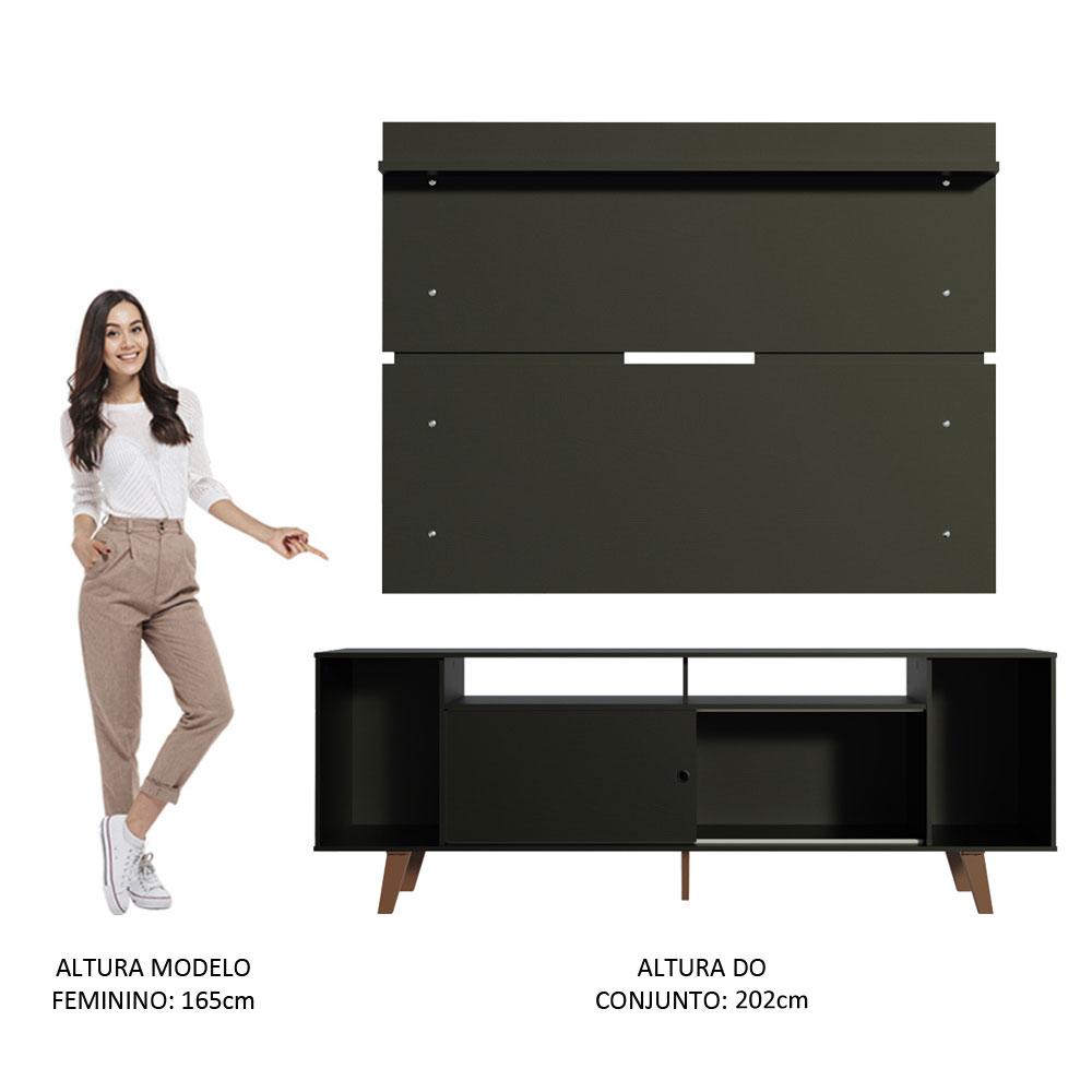 Rack Madesa Cancun com Pés e Painel para TV até 65 Polegadas - Preto/Preto 8ND8