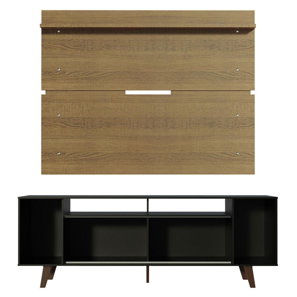 Rack Madesa Cancun com Pés e Painel para TV até 65 Polegadas - Preto/Rustic 8N5Z