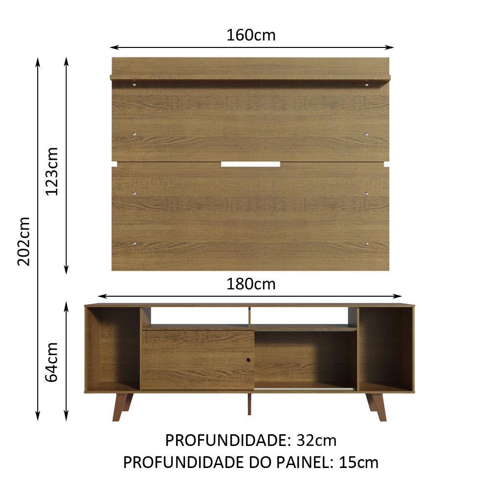 Rack Madesa Cancun com Pés e Painel para TV até 65 Polegadas - Rustic