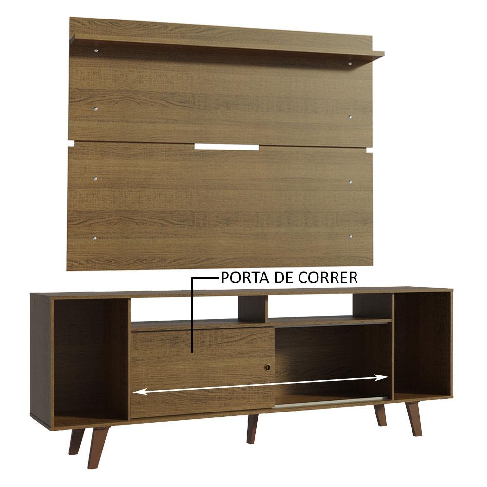 Rack Madesa Cancun com Pés e Painel para TV até 65 Polegadas - Rustic