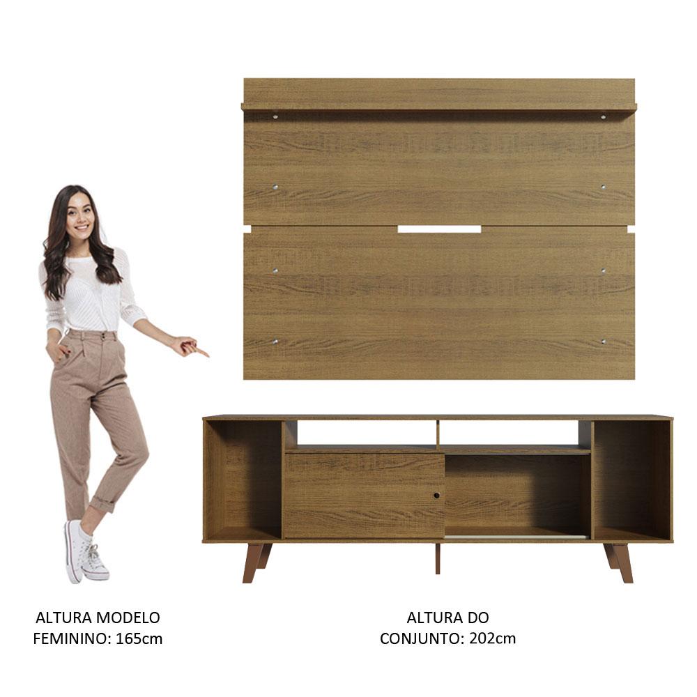 Rack Madesa Cancun com Pés e Painel para TV até 65 Polegadas - Rustic