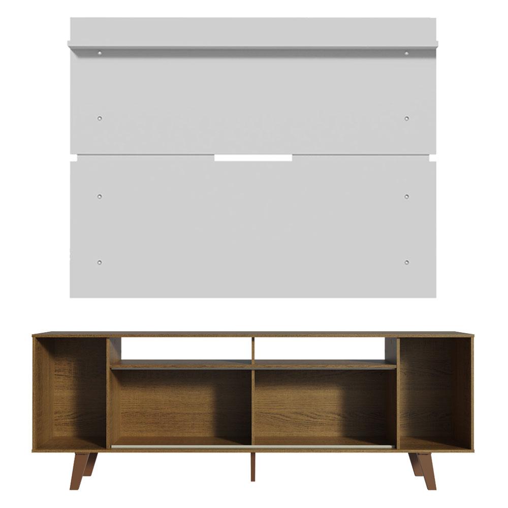 Rack Madesa Cancun com Pés e Painel para TV até 65 Polegadas - Rustic/Branco 5Z9B