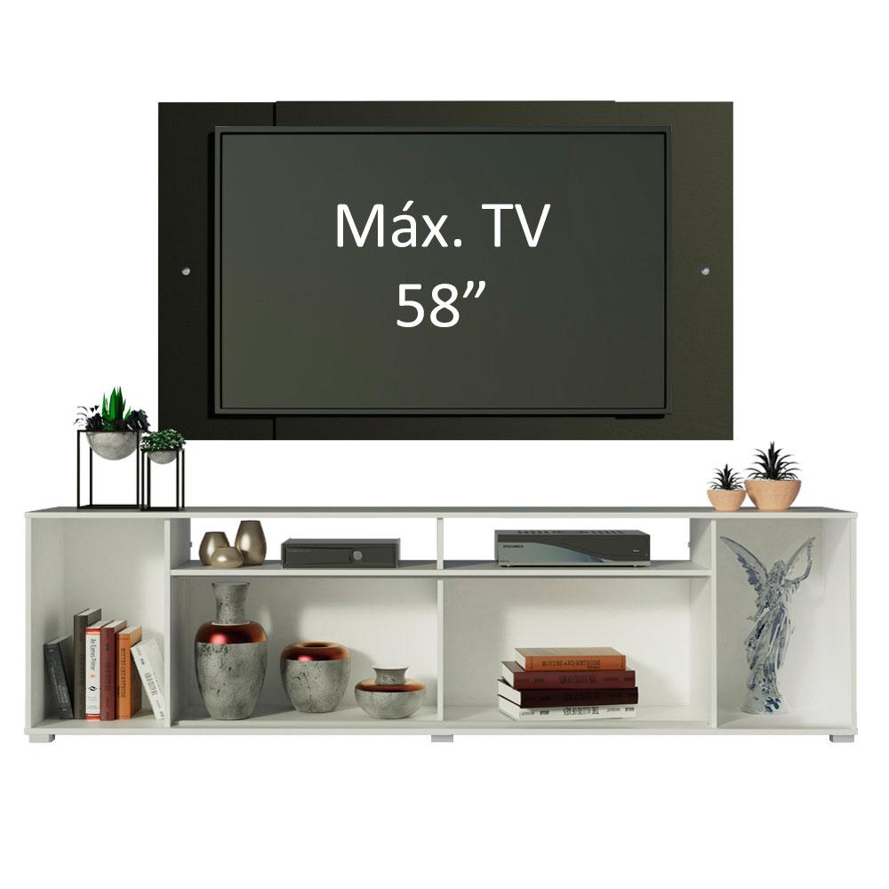 Rack Madesa Cancun e Painel para TV até 58 Polegadas - Branco/Preto 098N