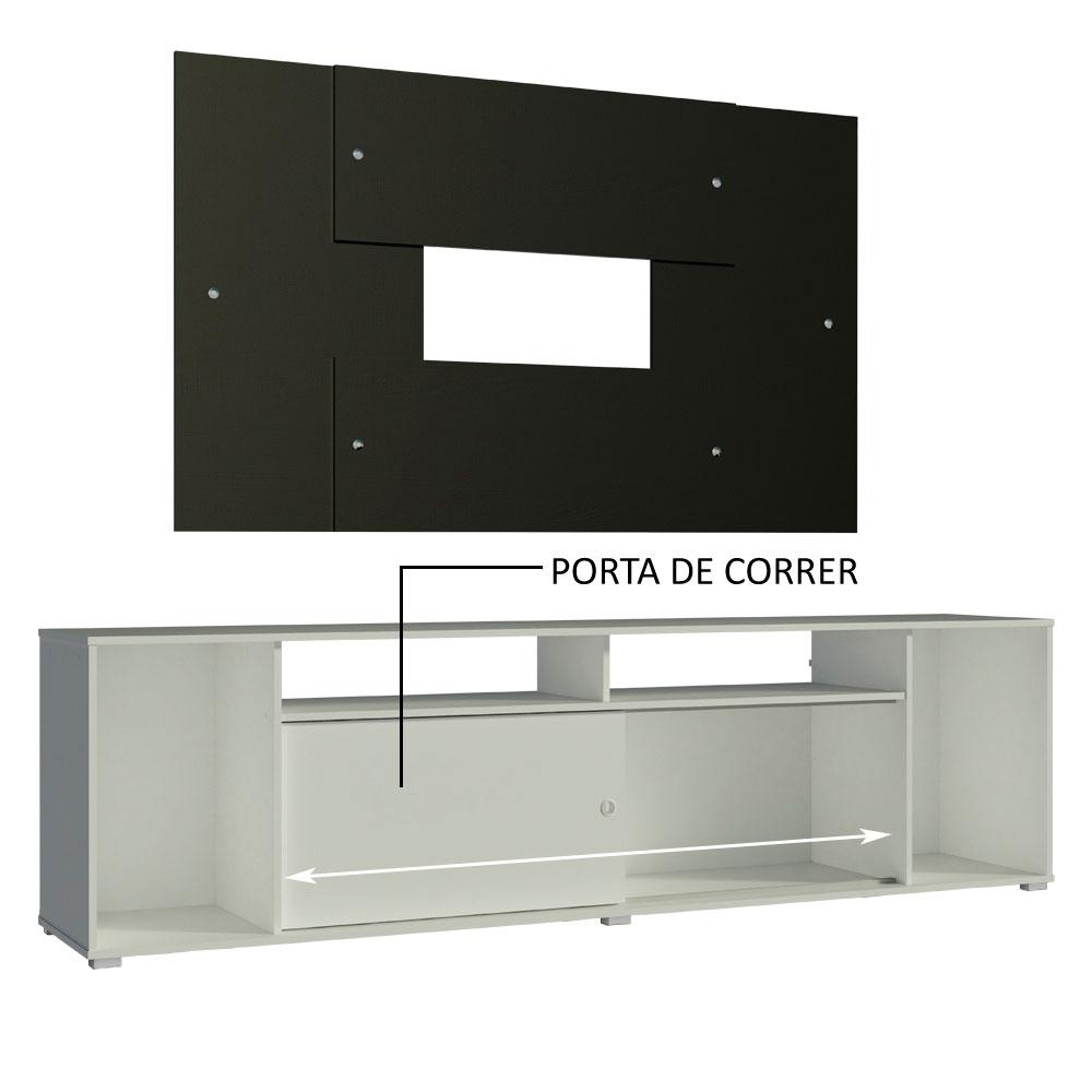 Rack Madesa Cancun e Painel para TV até 58 Polegadas - Branco/Preto 098N
