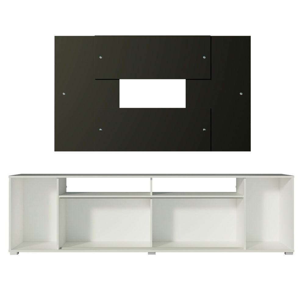 Rack Madesa Cancun e Painel para TV até 58 Polegadas - Branco/Preto 098N