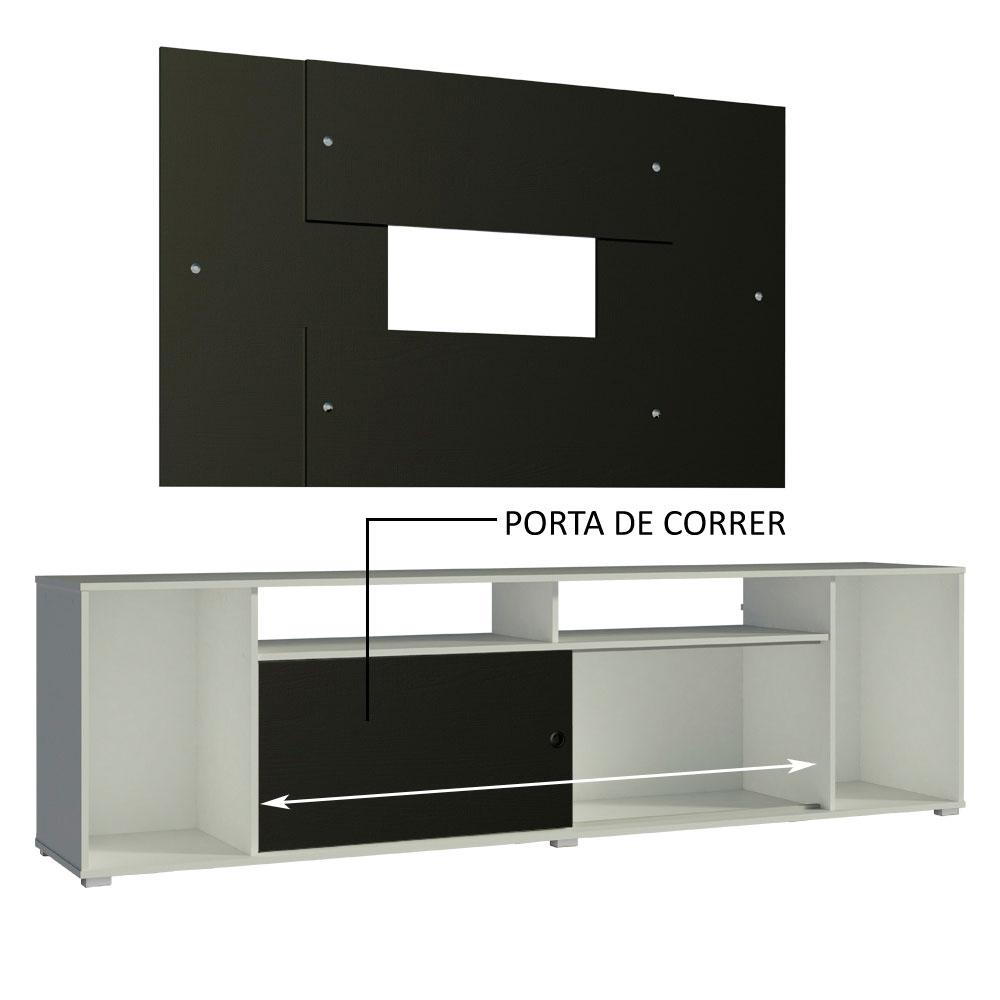 Rack Madesa Cancun e Painel para TV até 58 Polegadas - Branco/Preto 738N