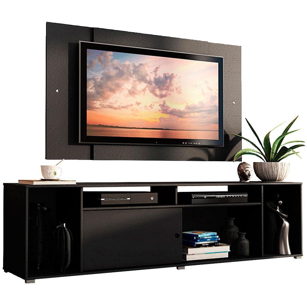 Rack Madesa Cancun e Painel para TV até 58 Polegadas - Preto
