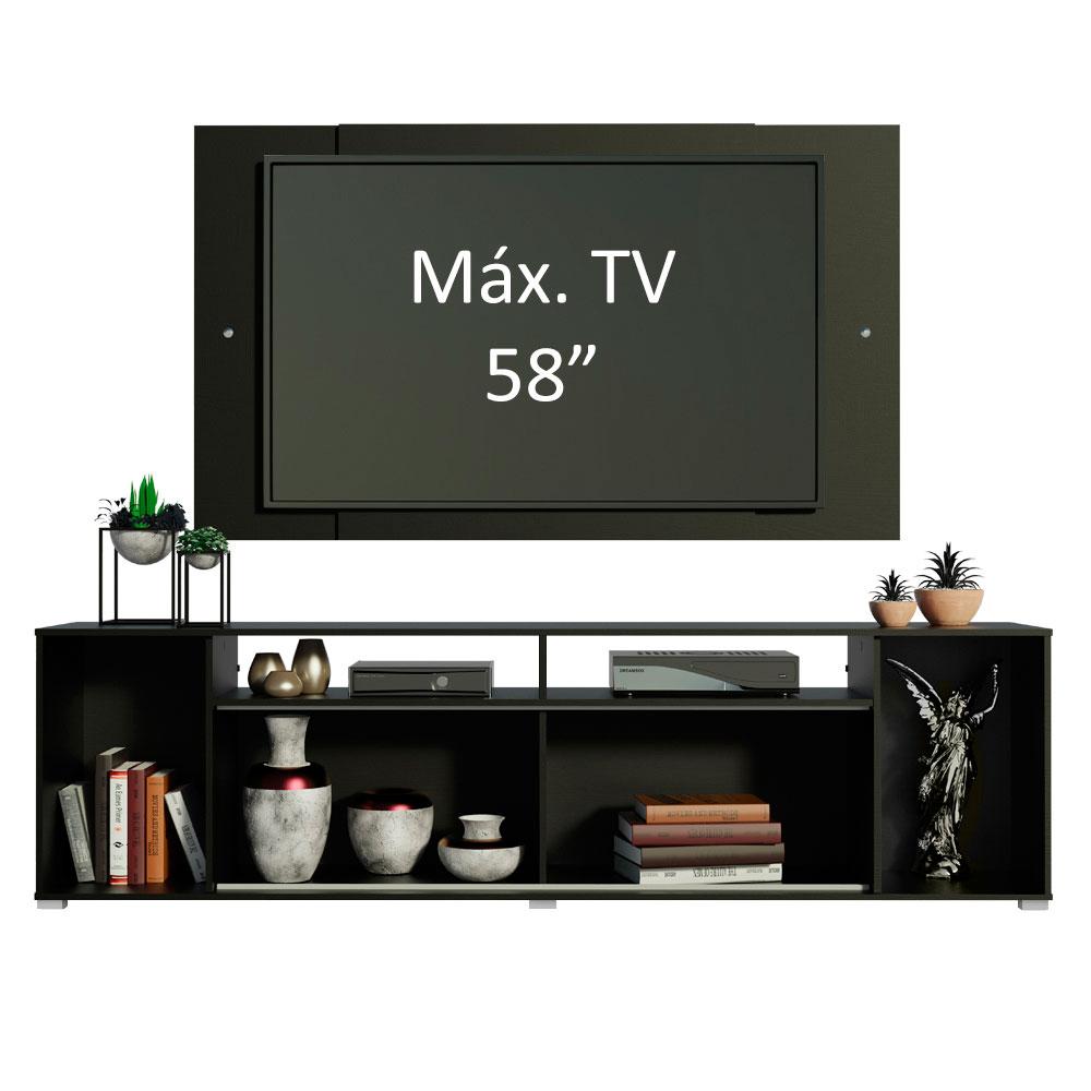 Rack Madesa Cancun e Painel para TV até 58 Polegadas - Preto